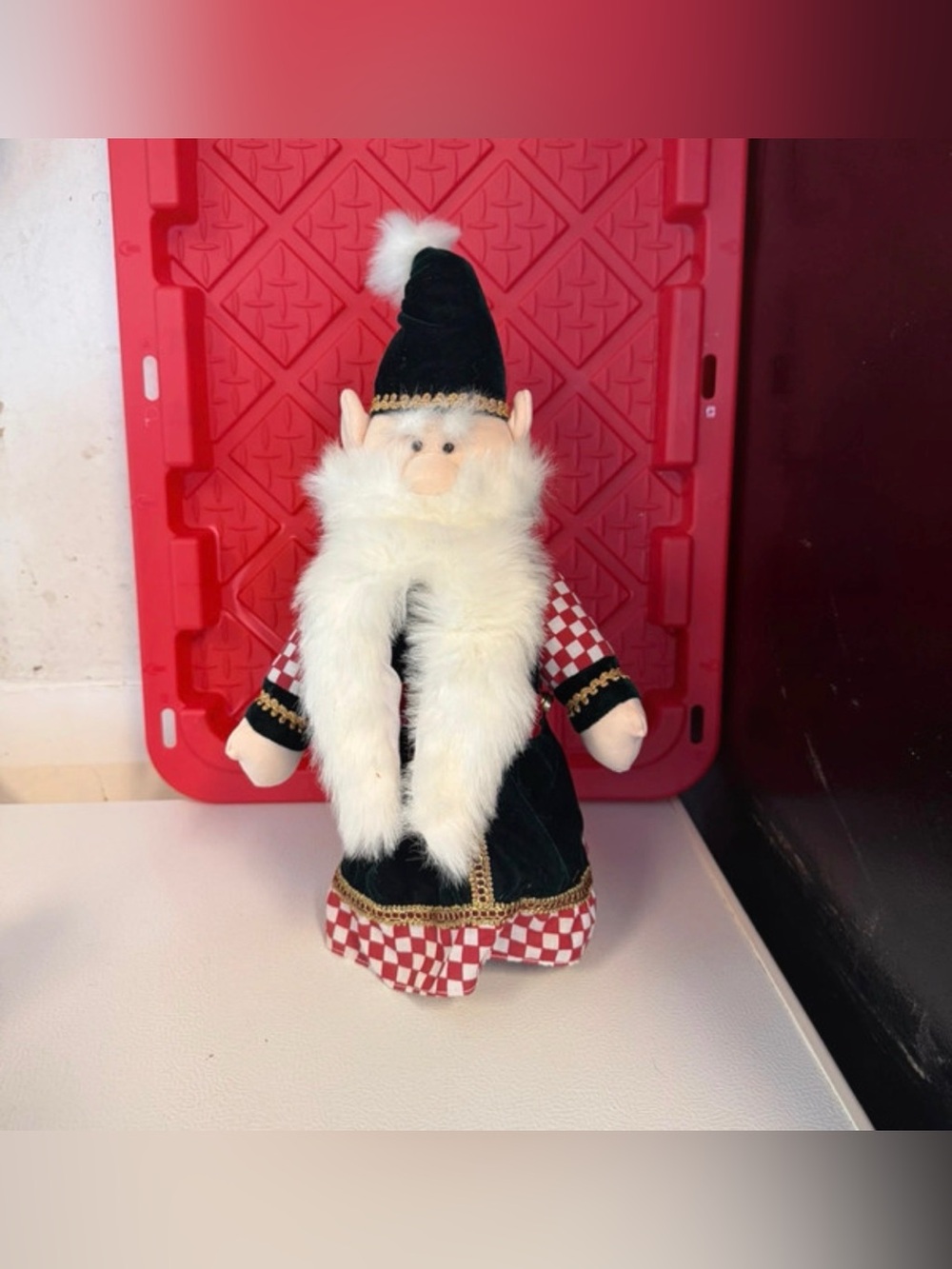 Plush Santa Elf Wine Bottle Cover Doll in Red and Green